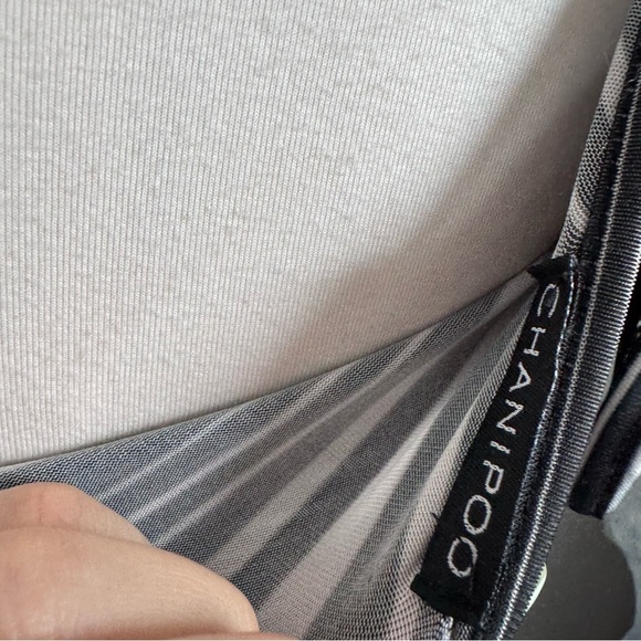 Y2K Striped One Shoulder Tank Top | Black White Tie Strap Asymmetrical Retro S - Picture 5 of 5